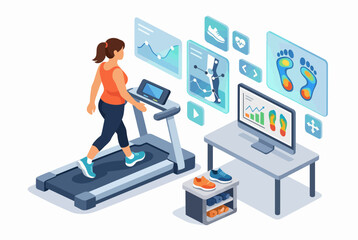 Fototapeta premium Isometric Gait Analysis with AR Tech for Athletic Shoe Retail