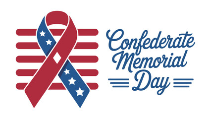 Confederate Memorial Day design with patriotic awareness ribbon and decorative stripes, elegant typography banner for remembrance, honoring historical heritage and commemoration in USA  © VectorCraze