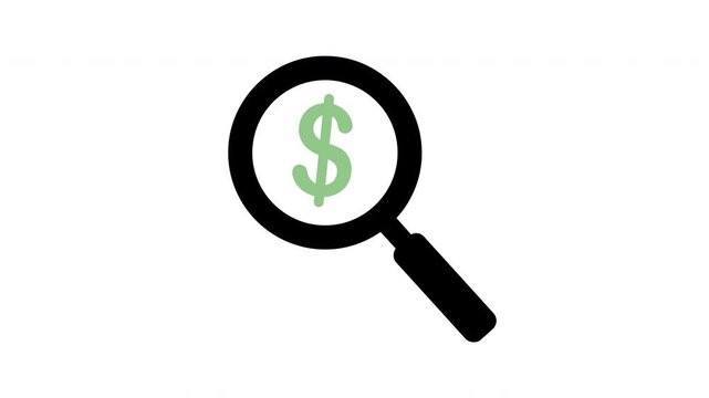 Magnifying Glass Over Dollar Sign Symbolizing Financial Analysis and Investigation.
