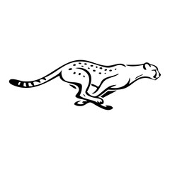 Logotipo fauna africana. Dibujo de un veloz guepardo corriendo visto de perfil  © teracreonte