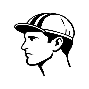 Logotipo club ciclista. Dibujo sencillo de la cabeza de un corredor ciclista con una gorra antigua, vista de perfil 