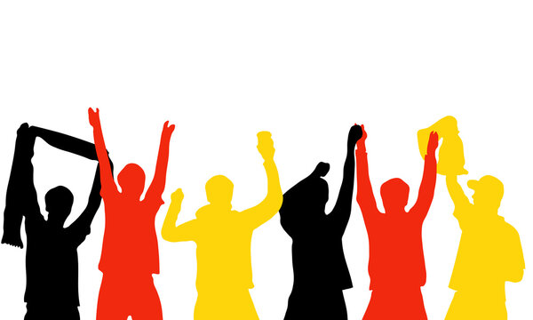 Deutsche Fans jubeln - Silhouette