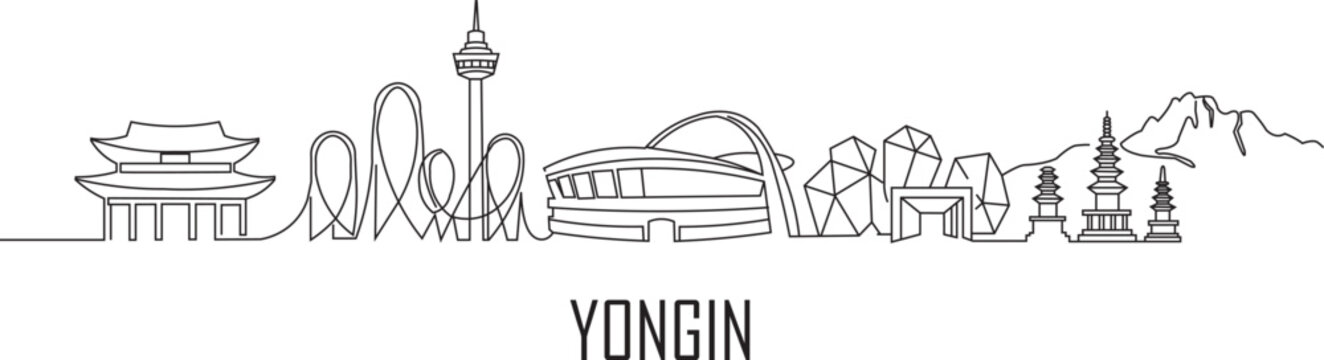 Simple line art depicts Yongin's skyline