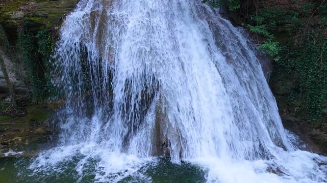Waterfalls of the Hijuela River in Irus, in the Mena Valley. Merindades region. Burgos. Castile and Le&oacute;n. Spain. Europe