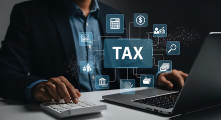 Fototapeta premium Tax Payment Concept With Money Growth And Financial Planning