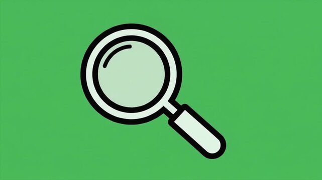 Magnifying glass icon isolated on vibrant green background for search and discovery concepts