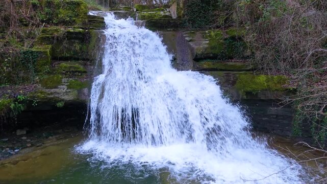 Waterfalls of the Hijuela River in Irus, in the Mena Valley. Merindades region. Burgos. Castile and Le&oacute;n. Spain. Europe