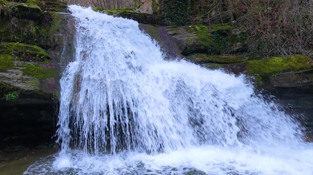 Waterfalls of the Hijuela River in Irus, in the Mena Valley. Merindades region. Burgos. Castile and Le&oacute;n. Spain. Europe