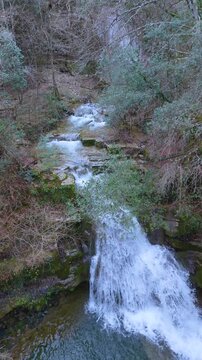 Waterfalls of the Hijuela River in Irus, in the Mena Valley. Merindades region. Burgos. Castile and Le&oacute;n. Spain. Europe