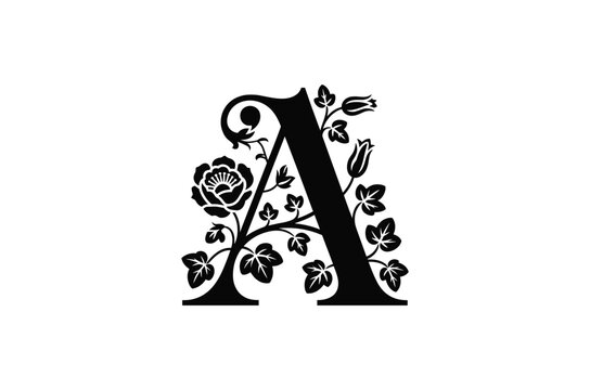 Floral Letter A Monogram Decorative Vector