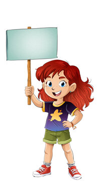 Little girl with banner in her hand
