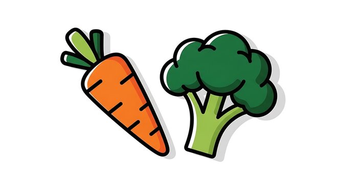 Carrot and Broccoli Icon.
