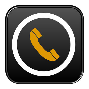 Telefon Symbol in orange weiss auf schwarzem Button