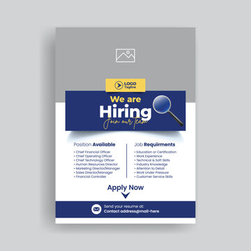 Professional recruitment we are hiring job vacancy flyer A4 vertical poster corporate business template modern minimalist HR advertisement job offer career opportunity print ready design layout