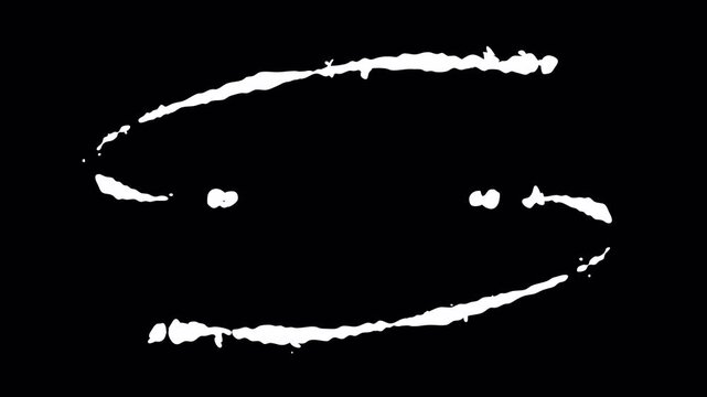 Abstract white strokes swirl across a stark black background