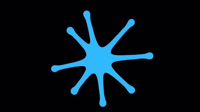 Blue starburst pulses against a pure black background