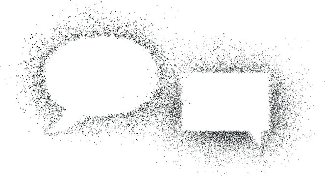 Dot art speech bubbles cloud and square with tail