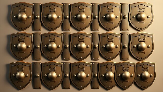 Geometric pattern of overlapping Roman shields in testudo formation.