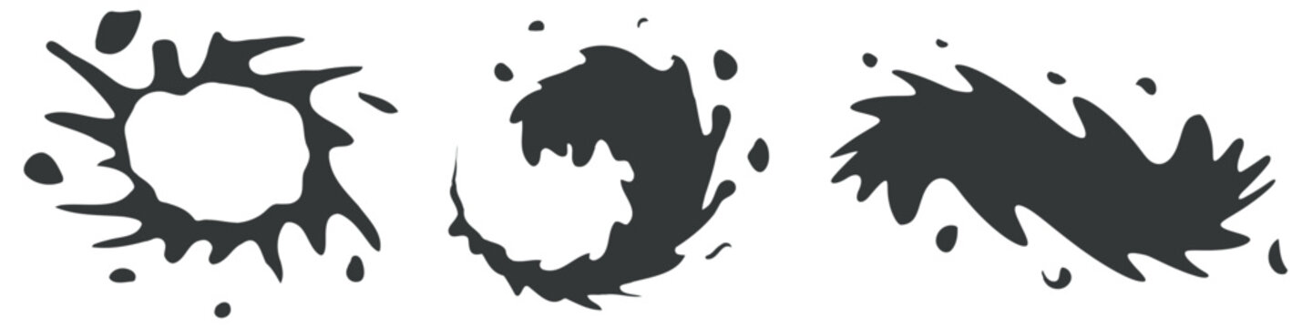 Ink splashes vector set dynamic abstract shapes