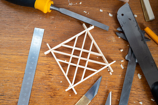A panel made using the traditional Japanese woodworking technique of kumiko.