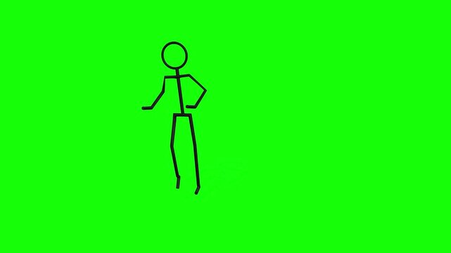 Simple stick figure dances cheerfully