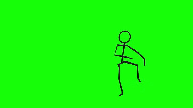 Simple stick figure dances joyfully on green screen