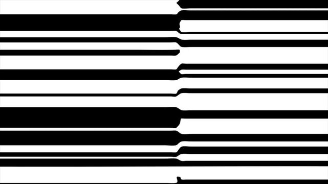 Black lines shift, break, and reassemble across white space