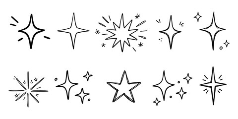 Obraz premium Hand-drawn starburst doodle set vector