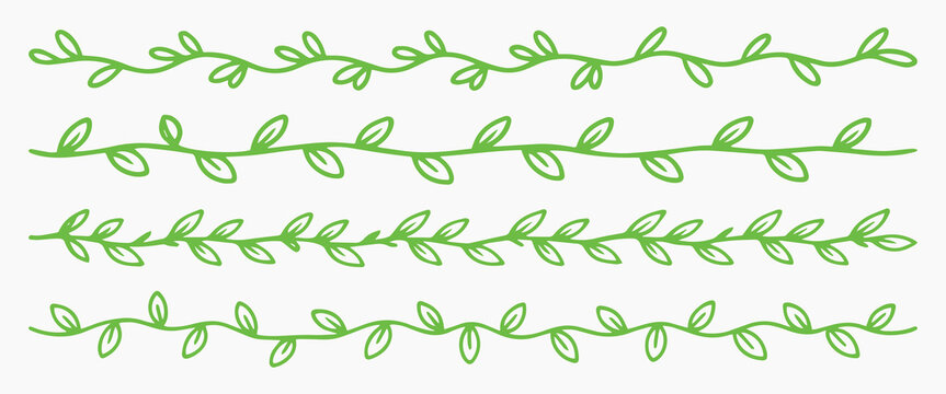 Green leafy border design elements vector set