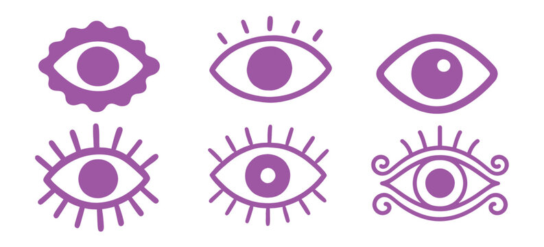 Purple abstract eye symbols vector set