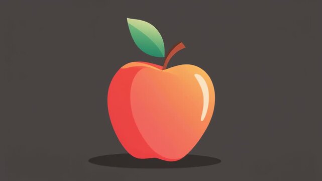 Vibrant Red Apple Illustration Animation on Dark Background