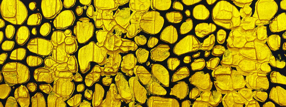 Abstract gold ingots of random shapes on black background, texture, luxury metallic composition, ideal poster for finance, business promotions, advertising, presentations and creative design projects.