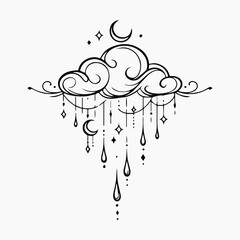 Obraz premium Celestial cloud with hanging stars vector