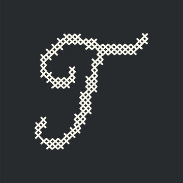 Intricate cross-stitch letter design vector