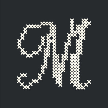 Elegant cross-stitch letter M vector