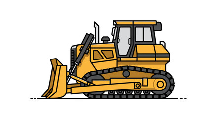 Fototapeta premium Yellow bulldozer illustration on white background for construction and industry