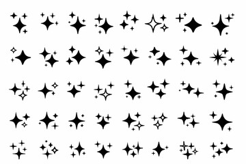 Obraz premium Star Icons Collection - Rating Review Sparkle Decoration Symbols Set