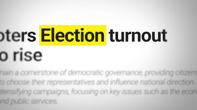 Election security focus in newspaper article stressing transparency and monitoring in voting processes 4k animation