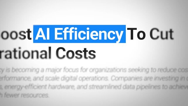 Highlighted AI efficiency concept boosting global economies via automation and tech decision-making advancements 4k animation video frame