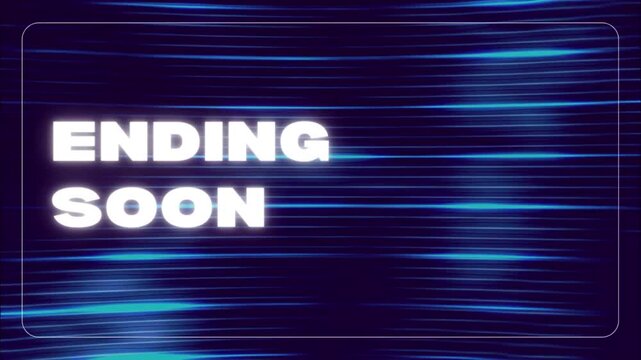 Ending Soon Text Animation on Futuristic Blue Speed Lines Background with Digital Grid
