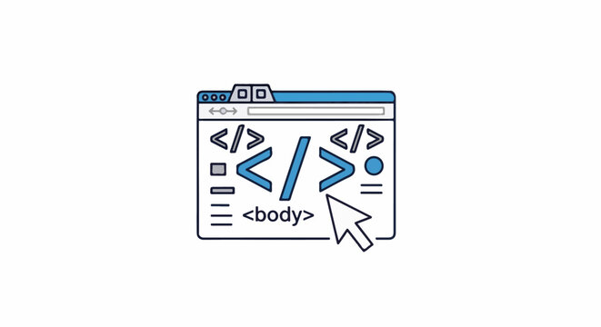 Browser window displaying code with angle brackets and cursor