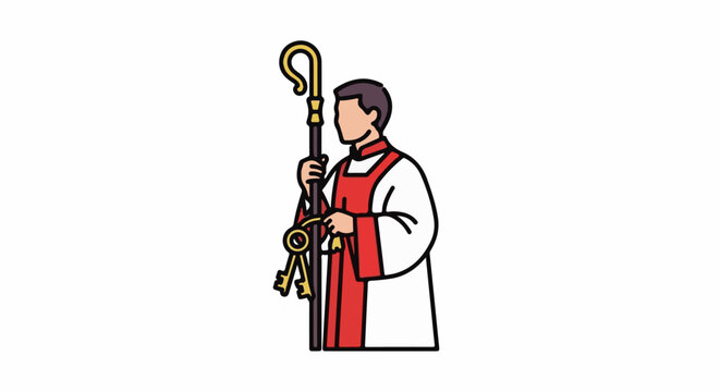 Clergy member with pastoral staff and symbolic keys