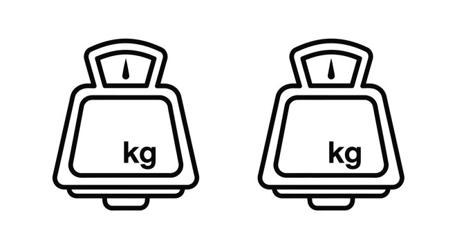 Two simple scale icons displaying kilograms a black silhouette