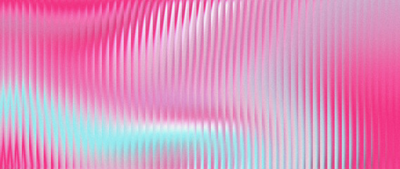 Obraz premium Abstract grainy background with vertical glass lines in pink, cyan, white, and magenta colors, for stylish web ui panorama backdrops.