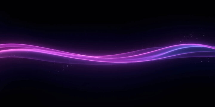 An abstract blue and purple background design featuring glowing waves of light and motion texture creates a fractal curve pattern on a dark backdrop illustration