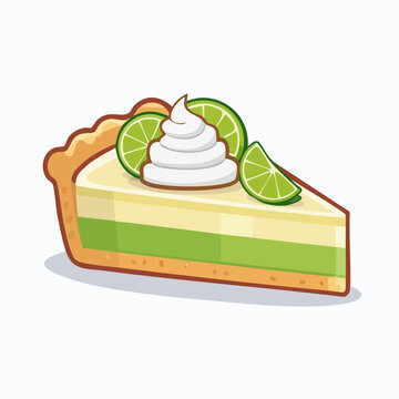 Slice of Key Lime Pie with Whipped Cream and Lime Slices