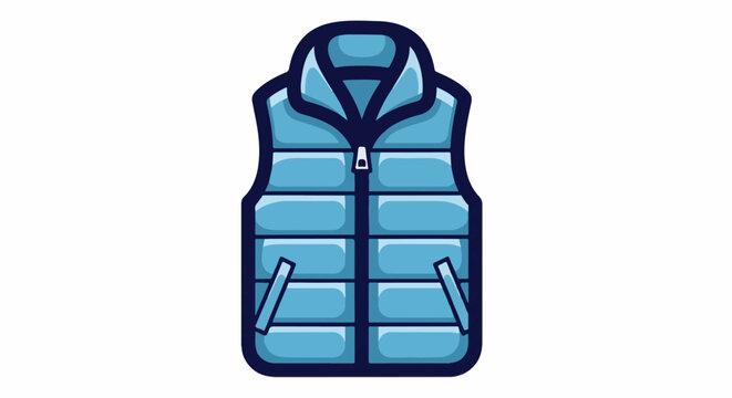Blue padded vest with zippered front and pockets