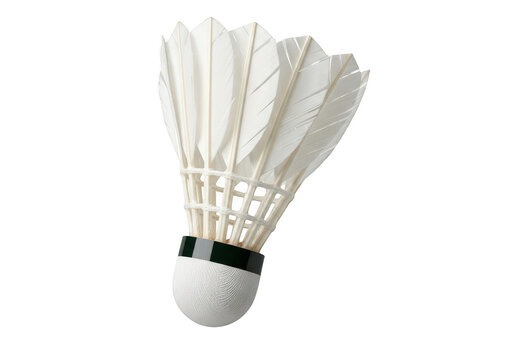 Precision badminton shuttlecock with white feathers and cork base