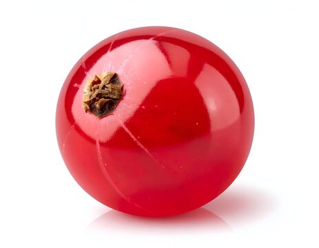 A close-up of a single, ripe red currant berry.