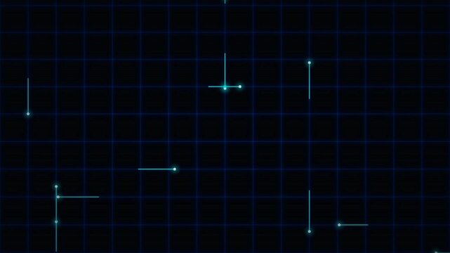 Abstract digital grid pattern with luminous points and connections, creating a futuristic design